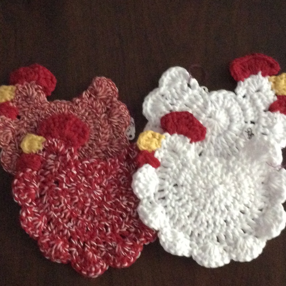 Handmade Chicken Crochet Coasters